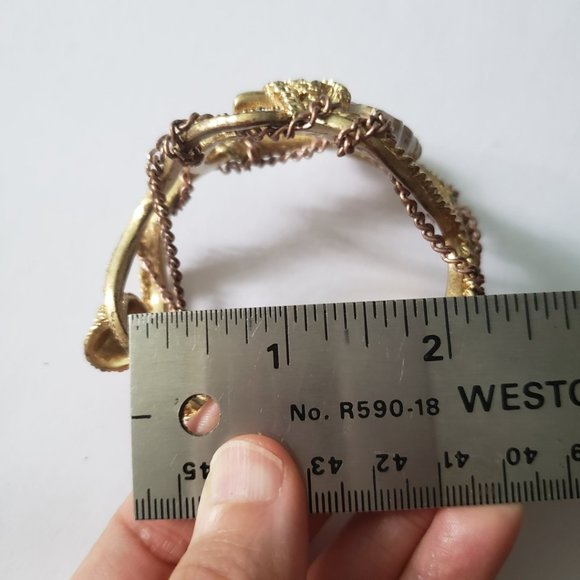 Gold Chain Skull Snake Shelf Cuff Bangle Bracelet - Picture 8 of 10